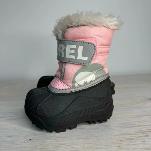 Sorel Toddler Girls Pink Snow Commander Faux Fur Fleece Lined Winter Boots - Picture 2 of 9